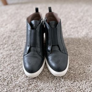Leather wedge sneakers